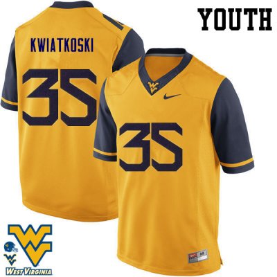 Youth West Virginia Mountaineers NCAA #35 Nick Kwiatkoski Gold Authentic Nike Stitched College Football Jersey AX15C11IS